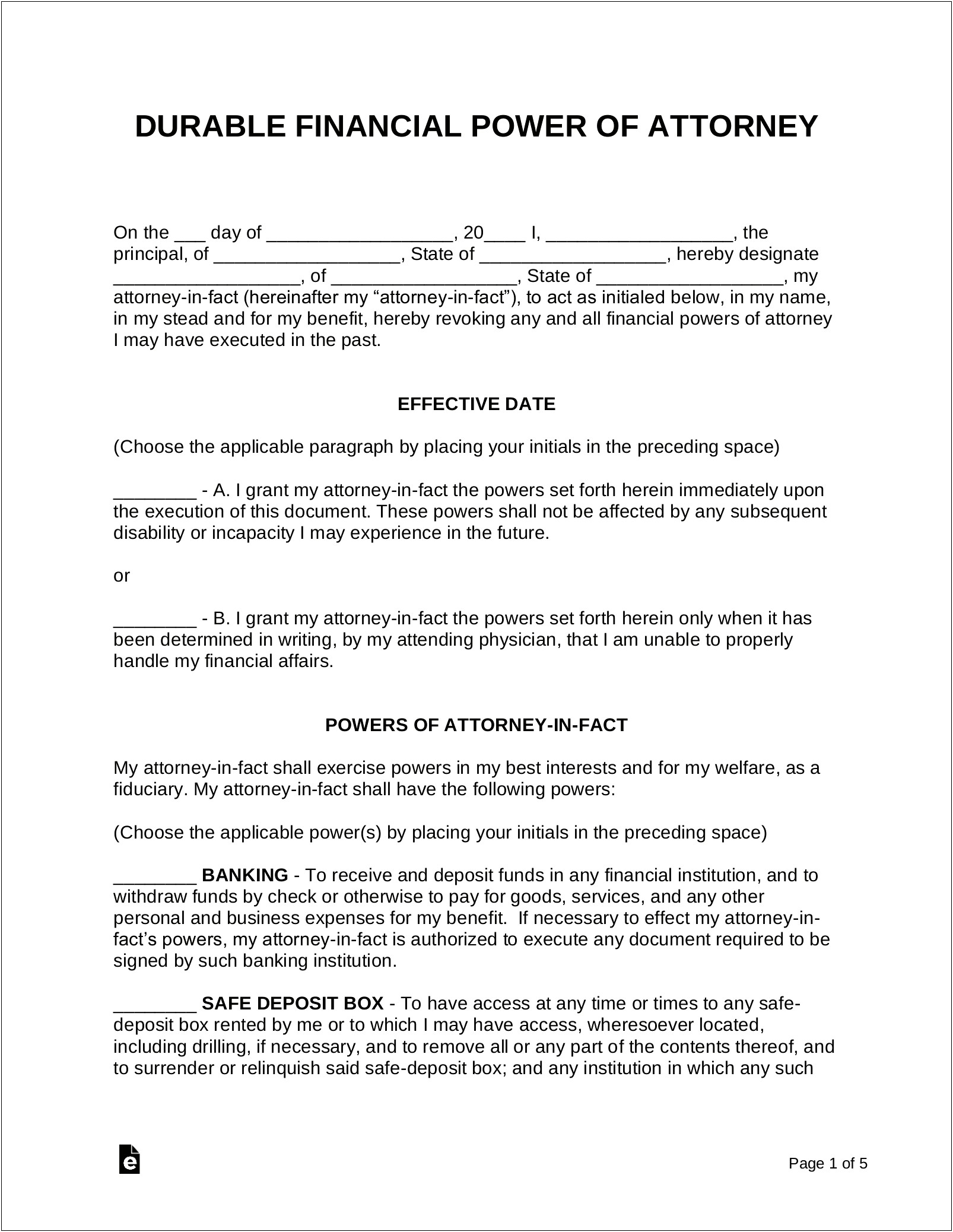 Template For Power Of Attorney Letter Pdf