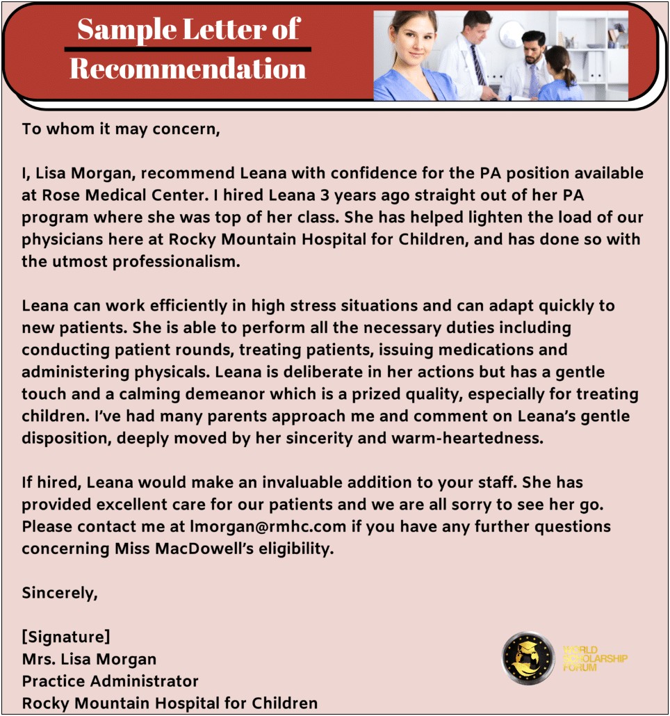 Template For Recommendation Letter For Nurse Practitioner School