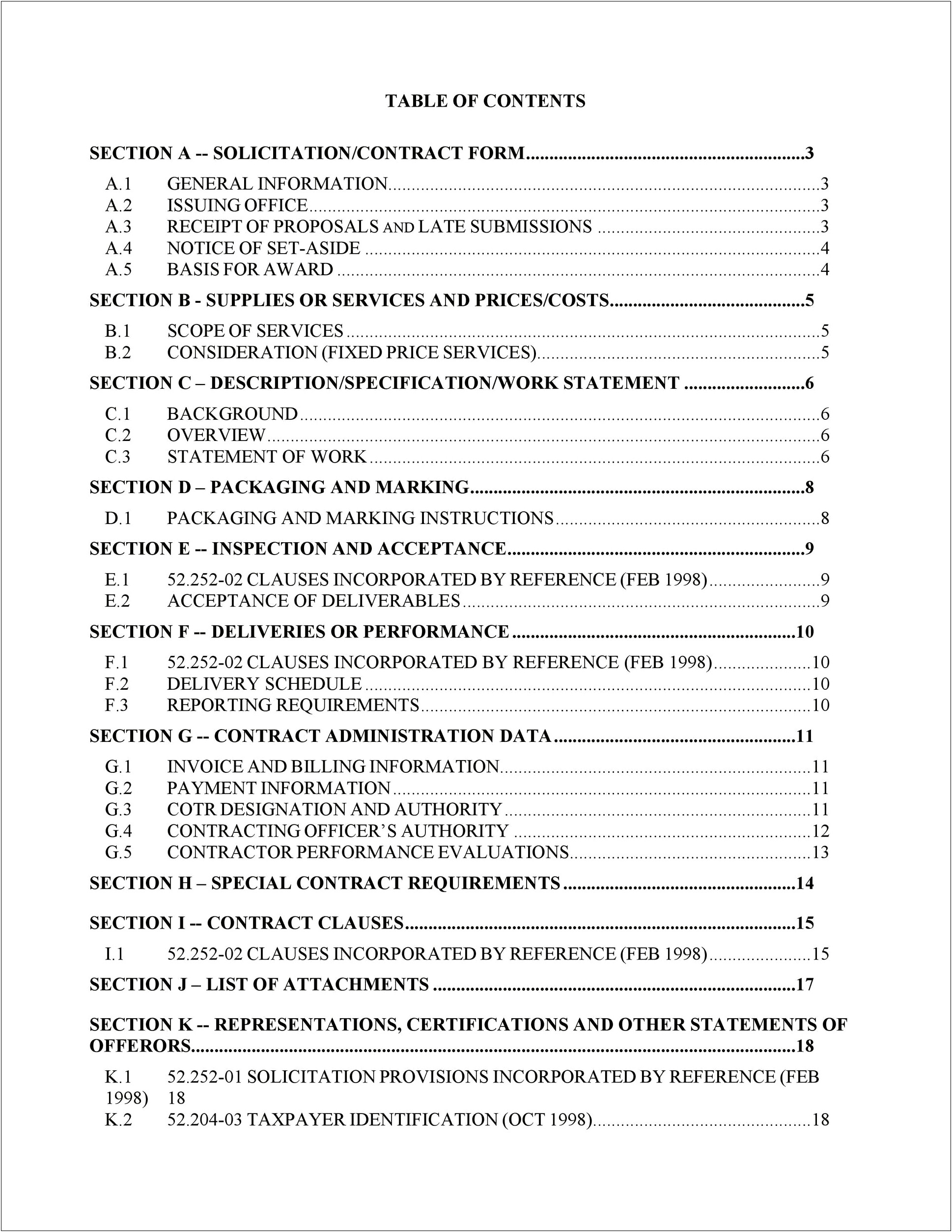 Template For Table Of Contents Word 2007