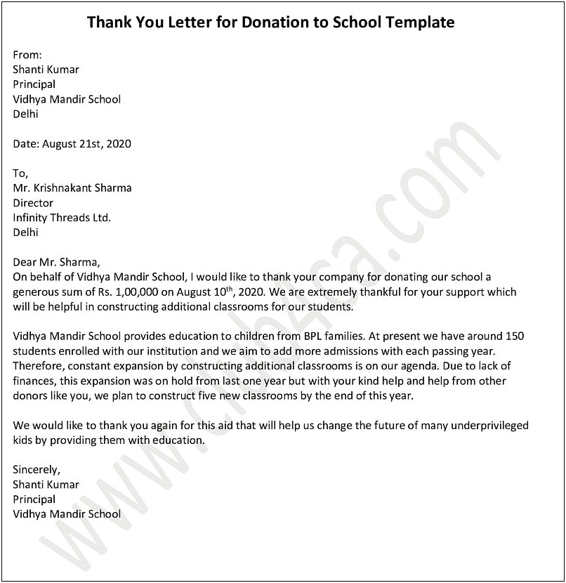 Template For Thank You Letter For Sponsorship