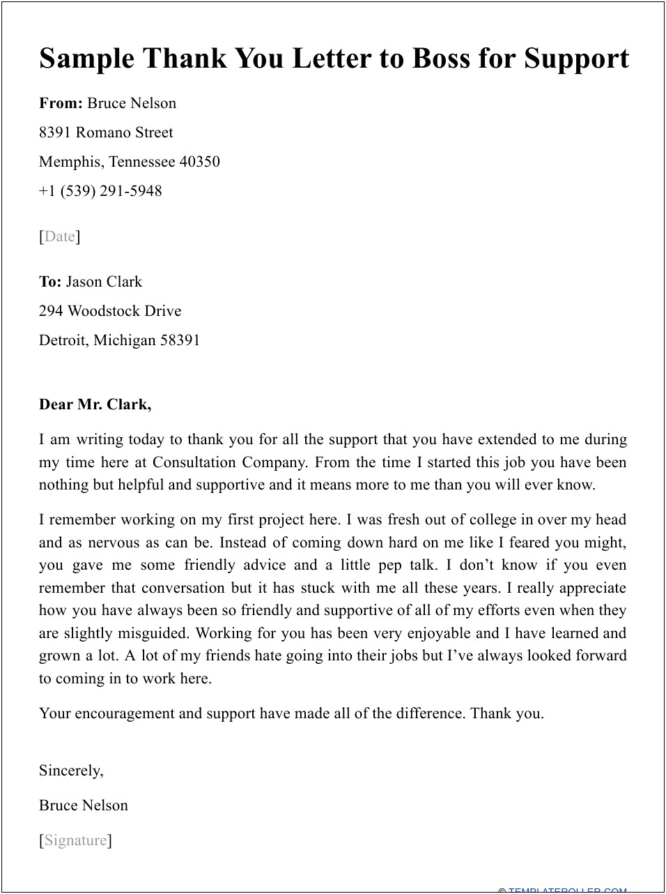 Template For Thank You Letter To Your Boss