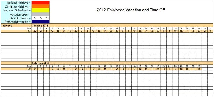 Template For Tracking Vacation Days Word