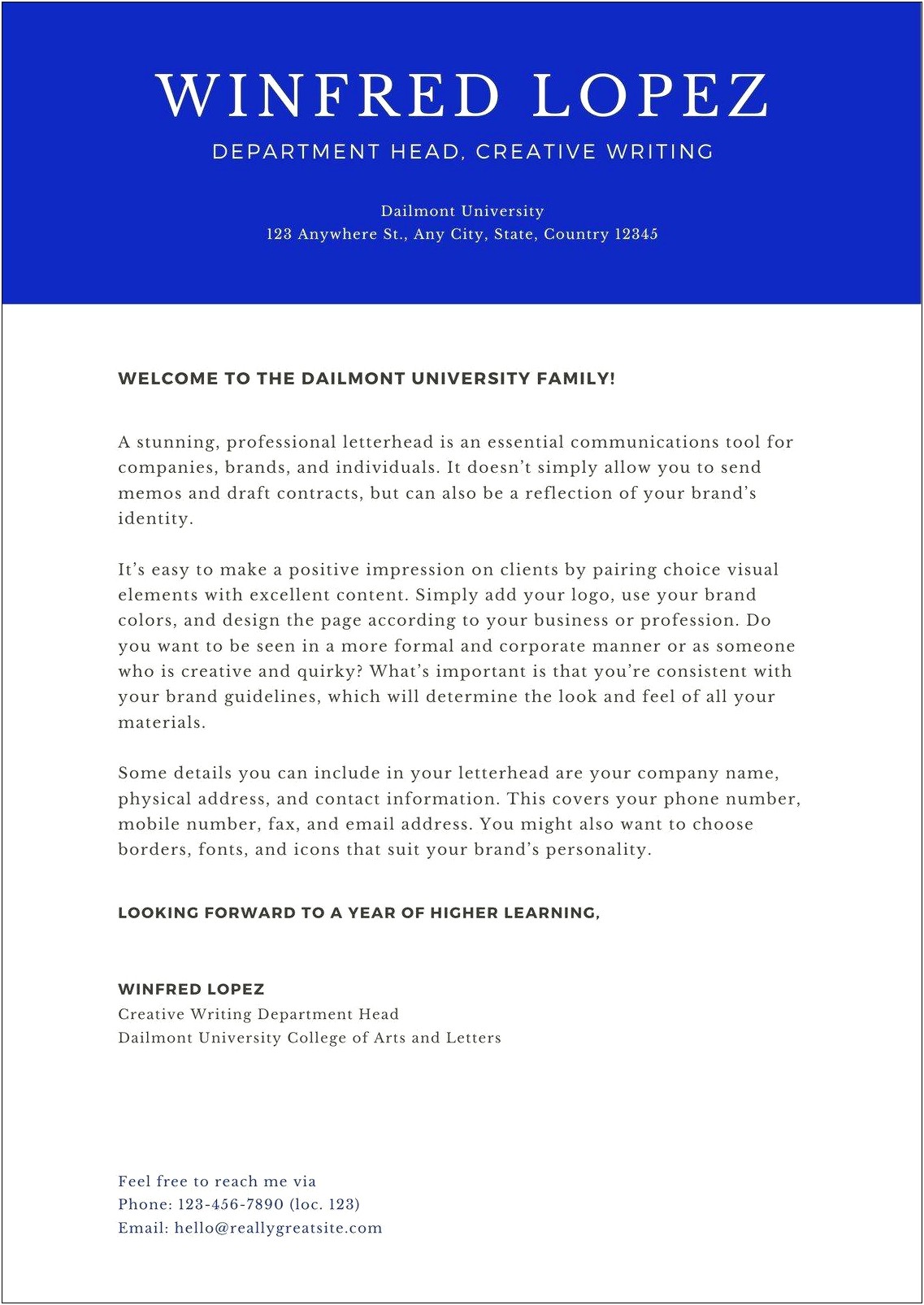 Template For Welcome Letter For Students And Parents