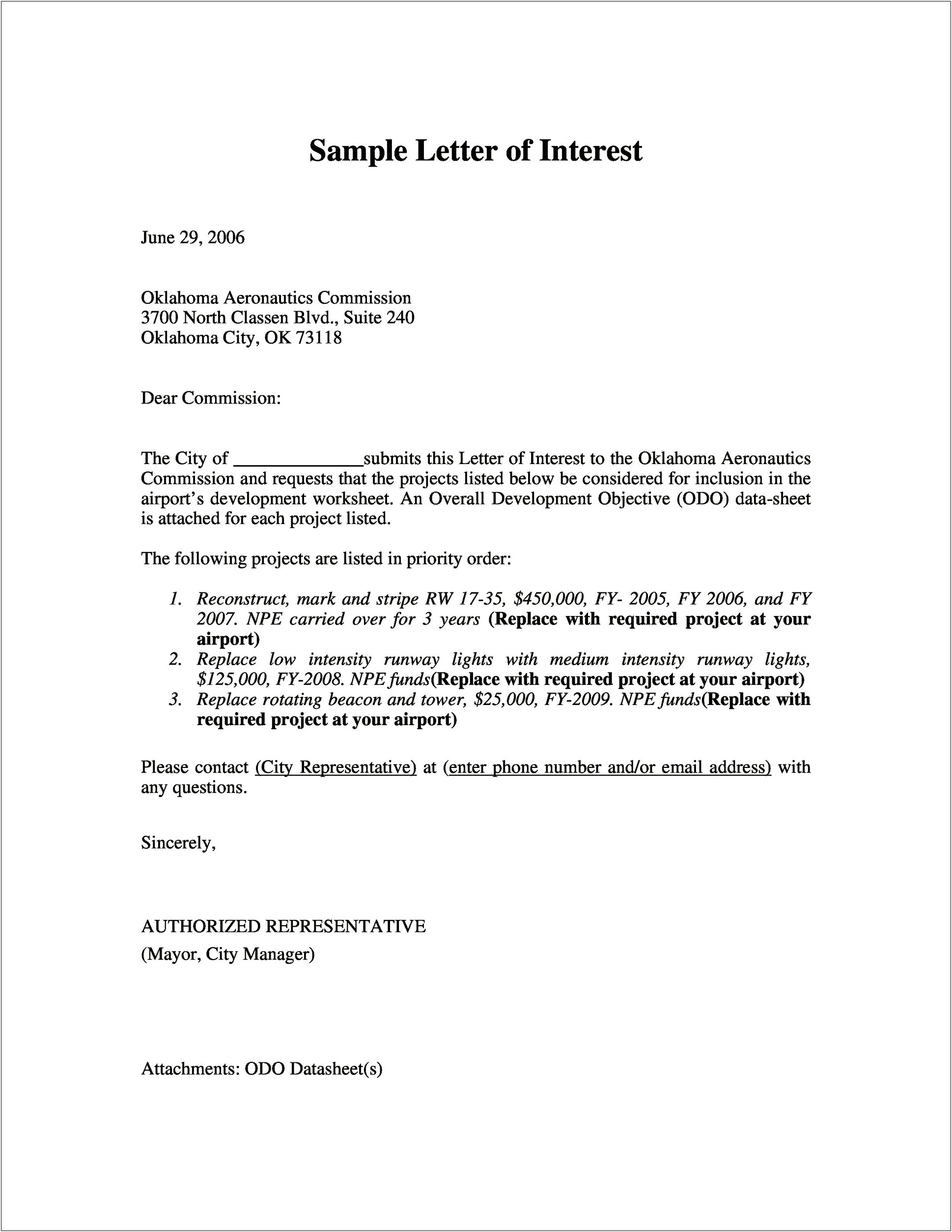 Template For Writing A Letter Of Interest