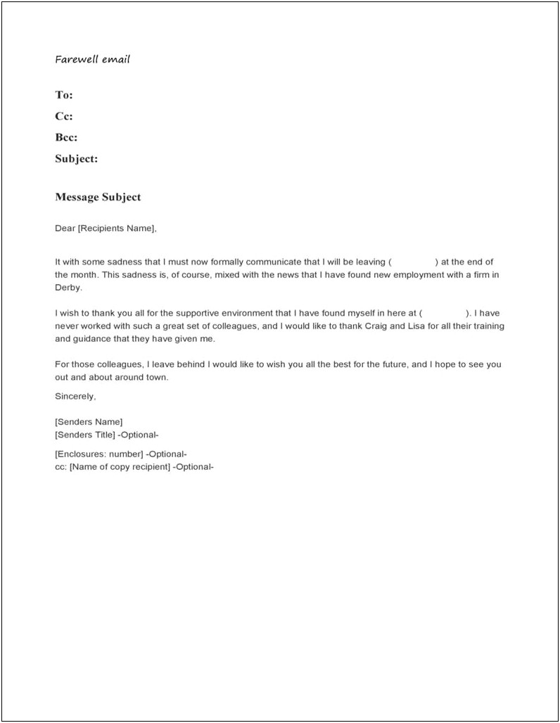 Template Funny Farewell Letter To Coworkers