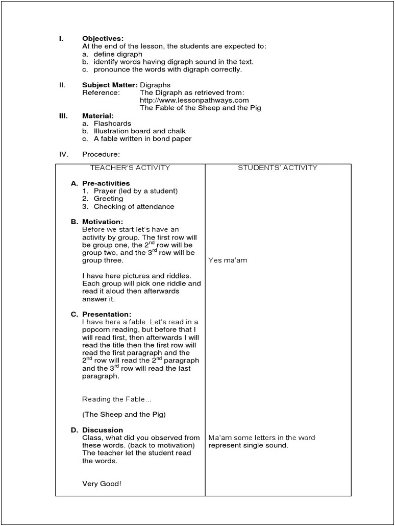 Template Lesson Plan Science High School