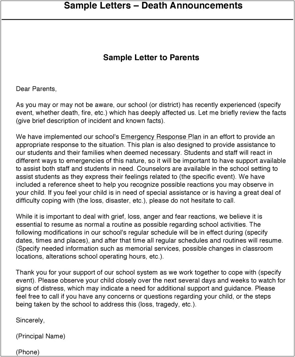 Template Letter For Child With Trauma