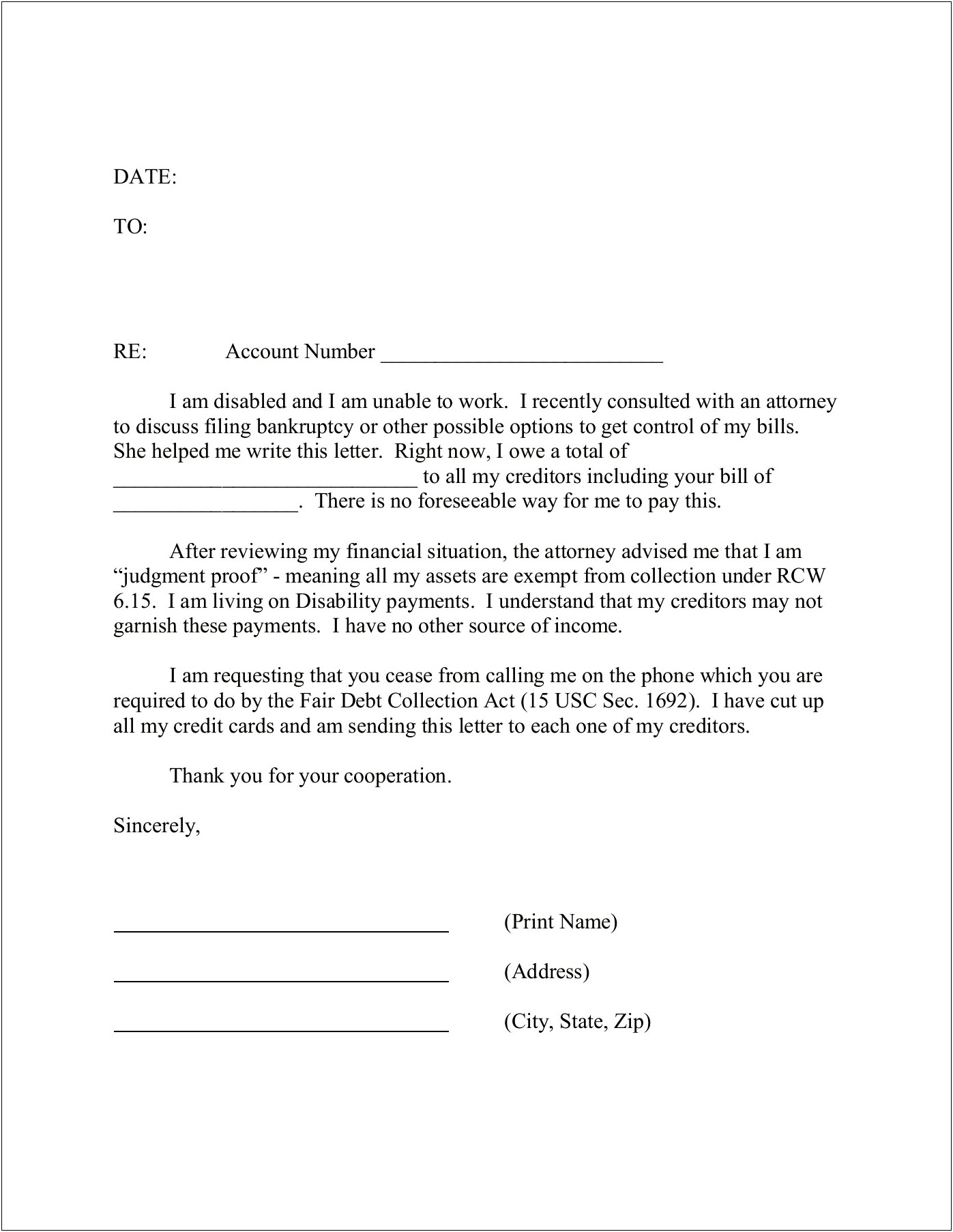 Template Letter For Garnishment Of Wages