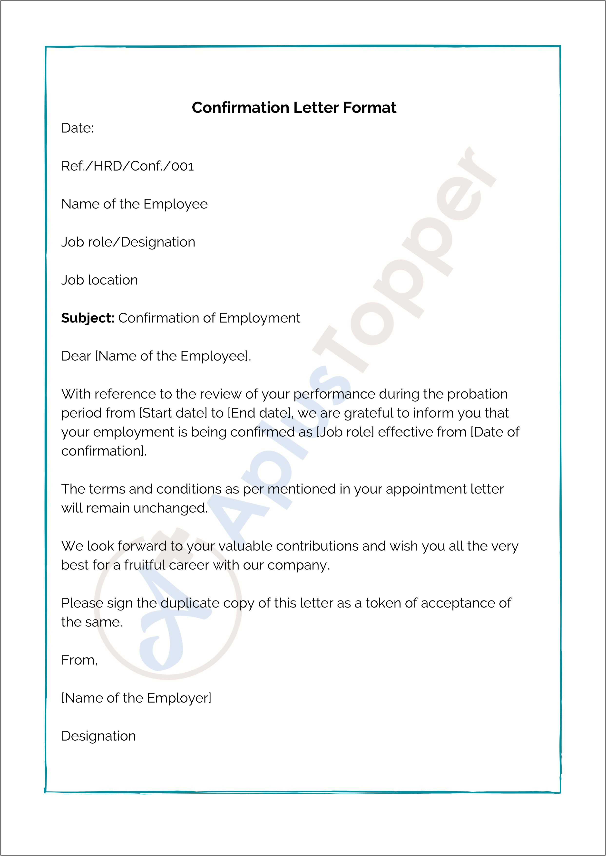 Template Letter For High School Academic Proba