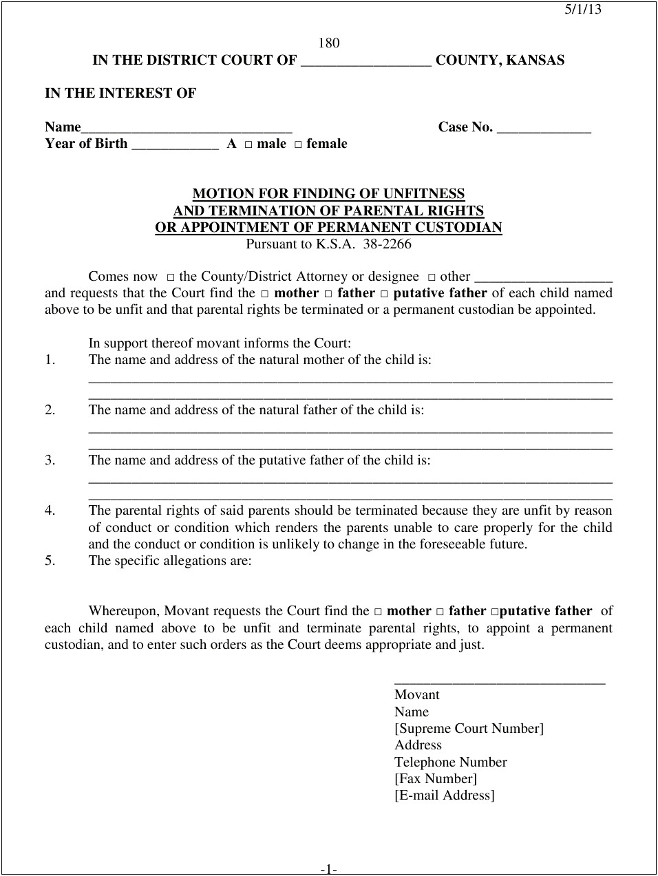 Template Letter For Motion To Terminate