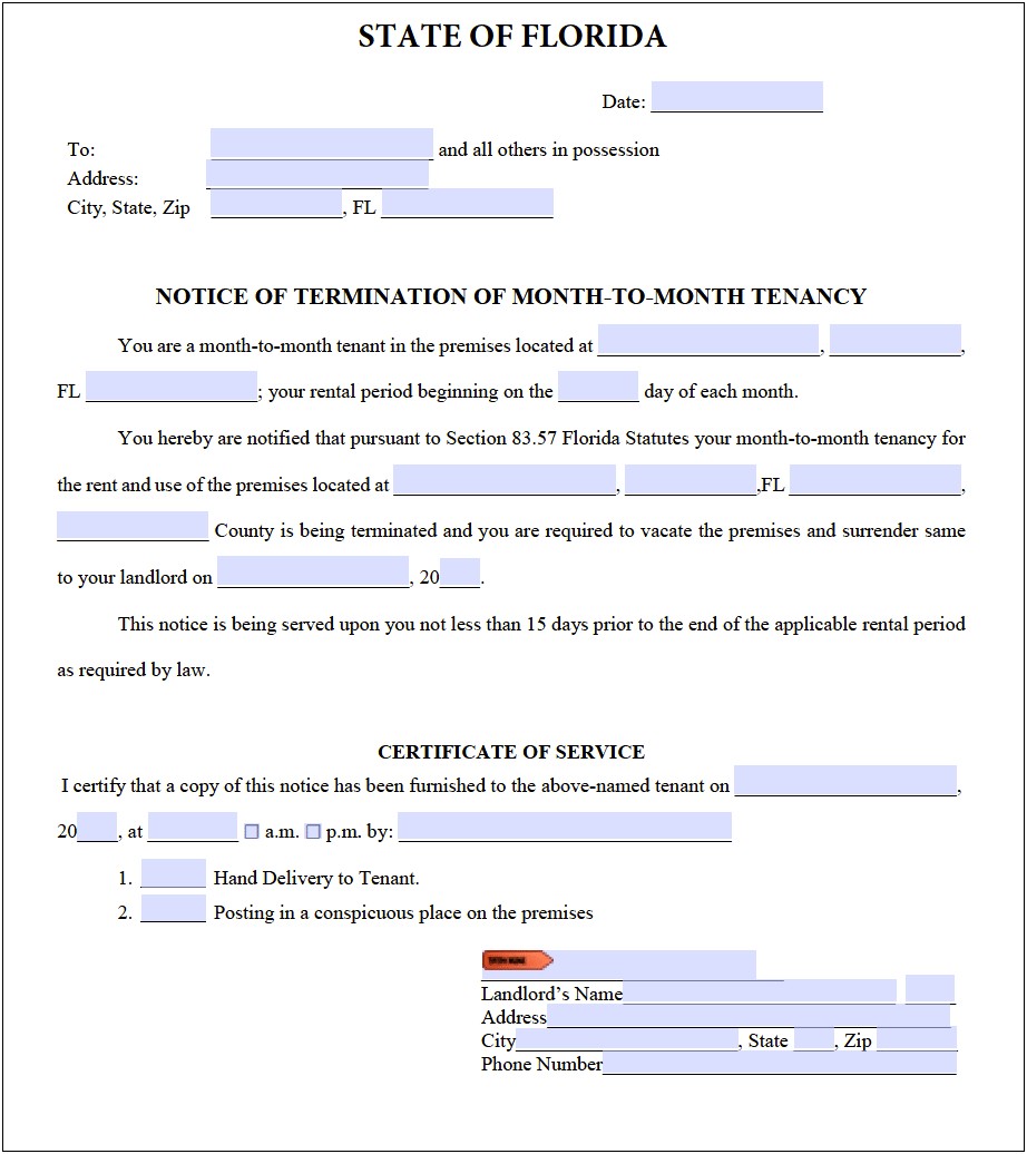 Template Letter For Notice To Quit