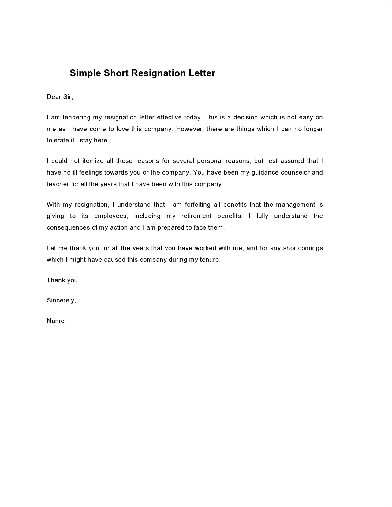 Template Letter Giving Notice To Employee