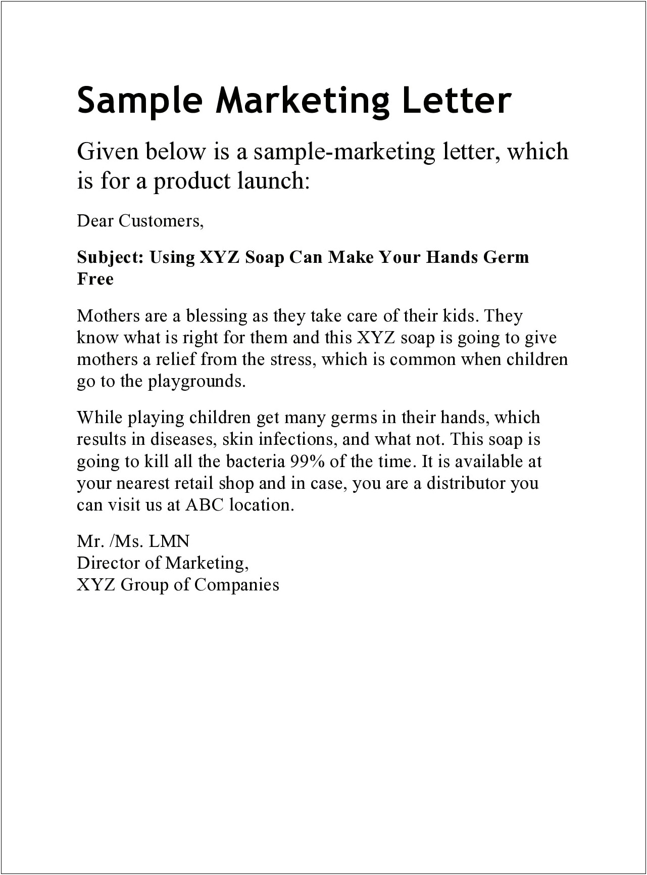 Template Letter Mailing Marketing Materials Fertility