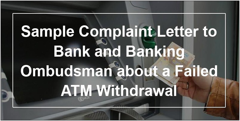 Template Letter Of Complaint To A Bank