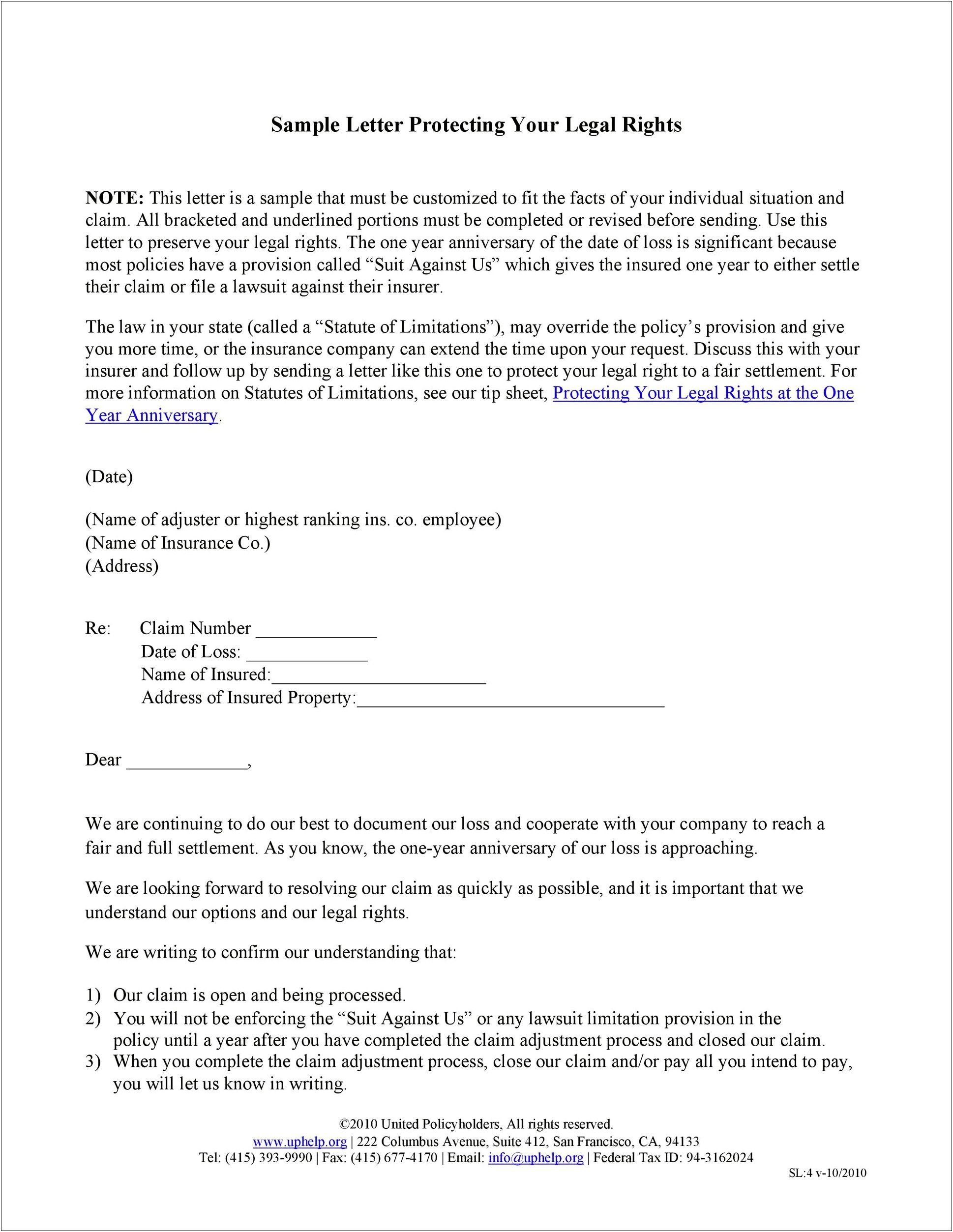 Template Letter Of Complaint To Insurance Company