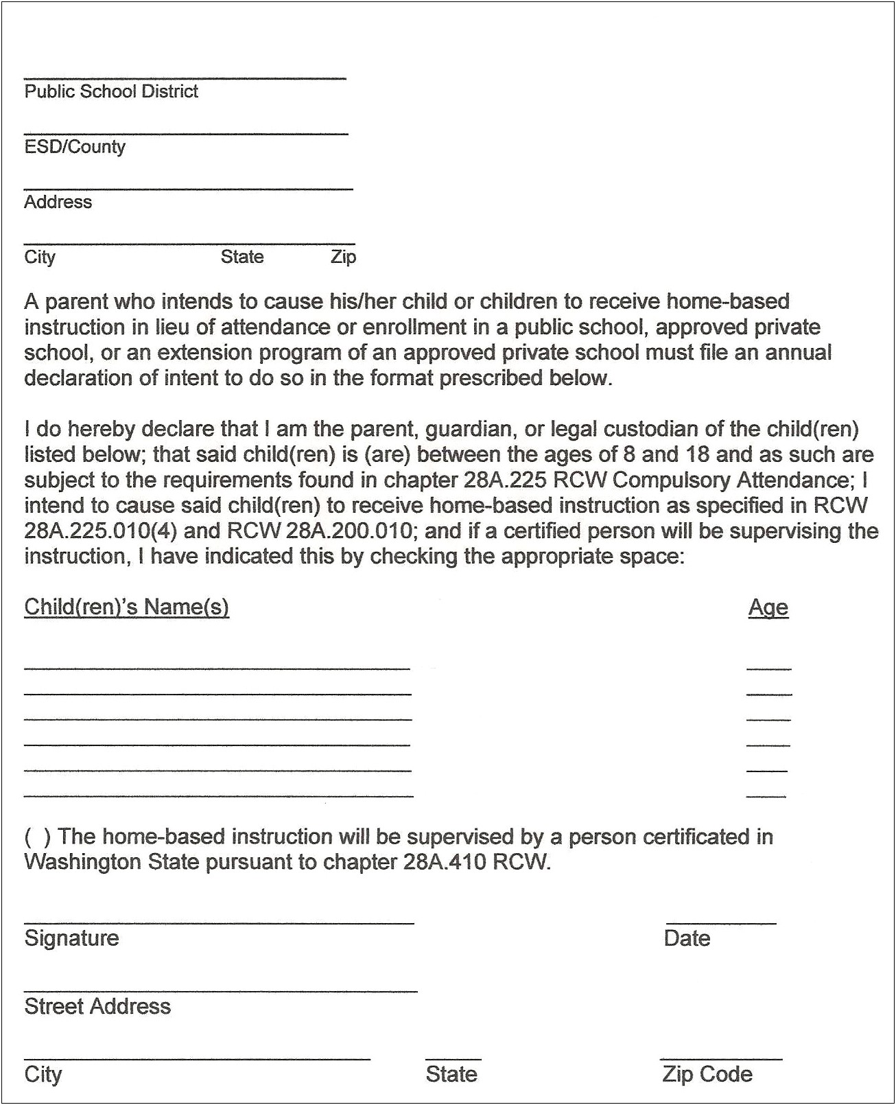 Template Letter Of Intent Homeschool Board Of Education