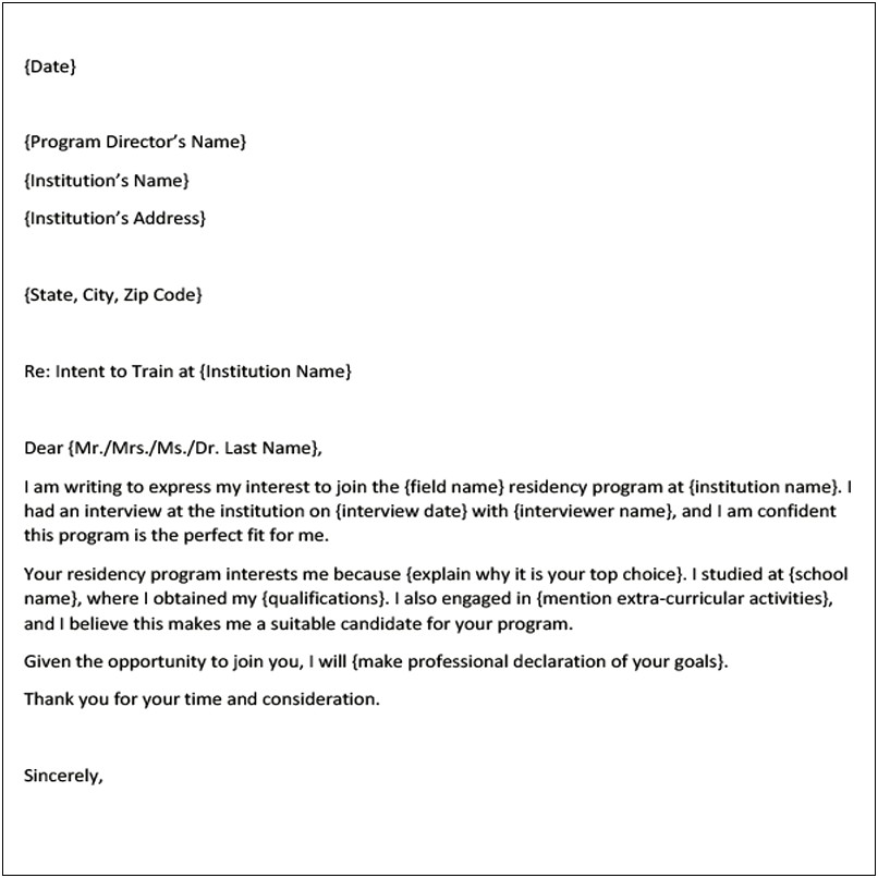 Template Letter Of Intent Template Medical School