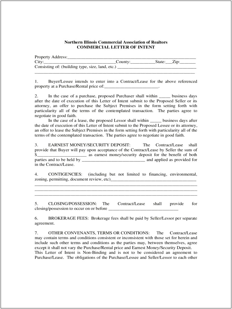 Template Letter Of Intent To Purchase Property