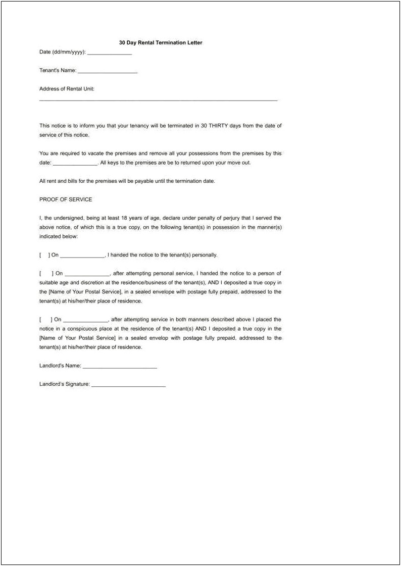 Template Letter Releasing Tenant From Lease By Landlord