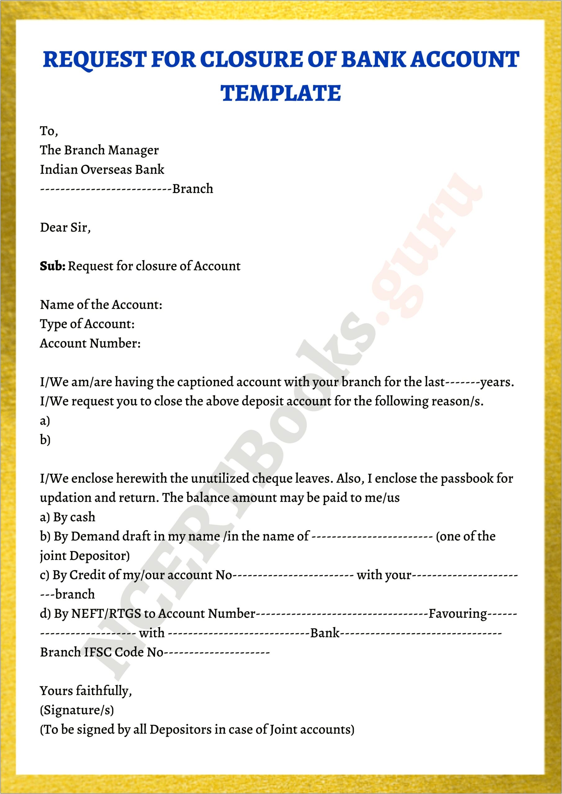 Template Letter To Close Bank Account Uk