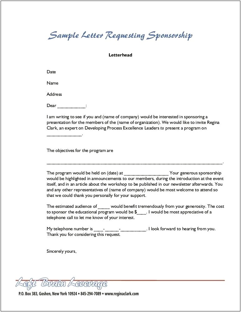 Template Letter To Invite And Sponsor An Event