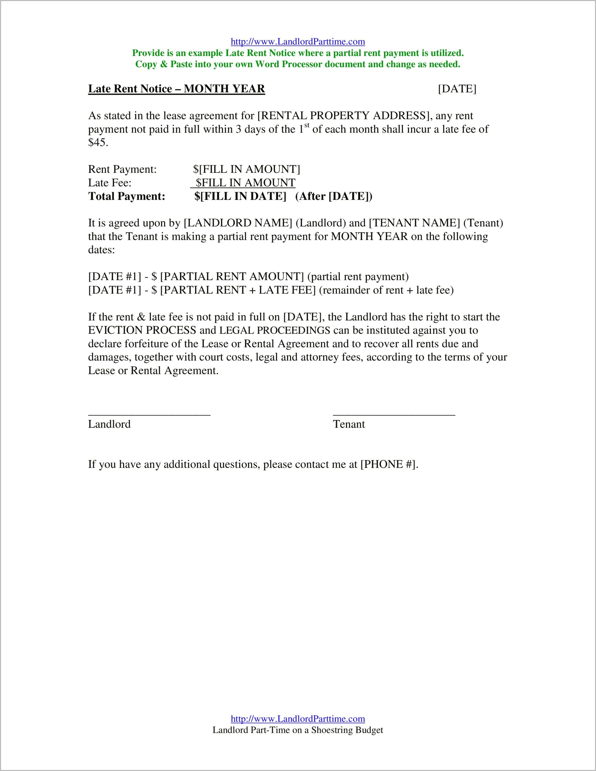 Template Letter To Landlord From Renter Late Fee