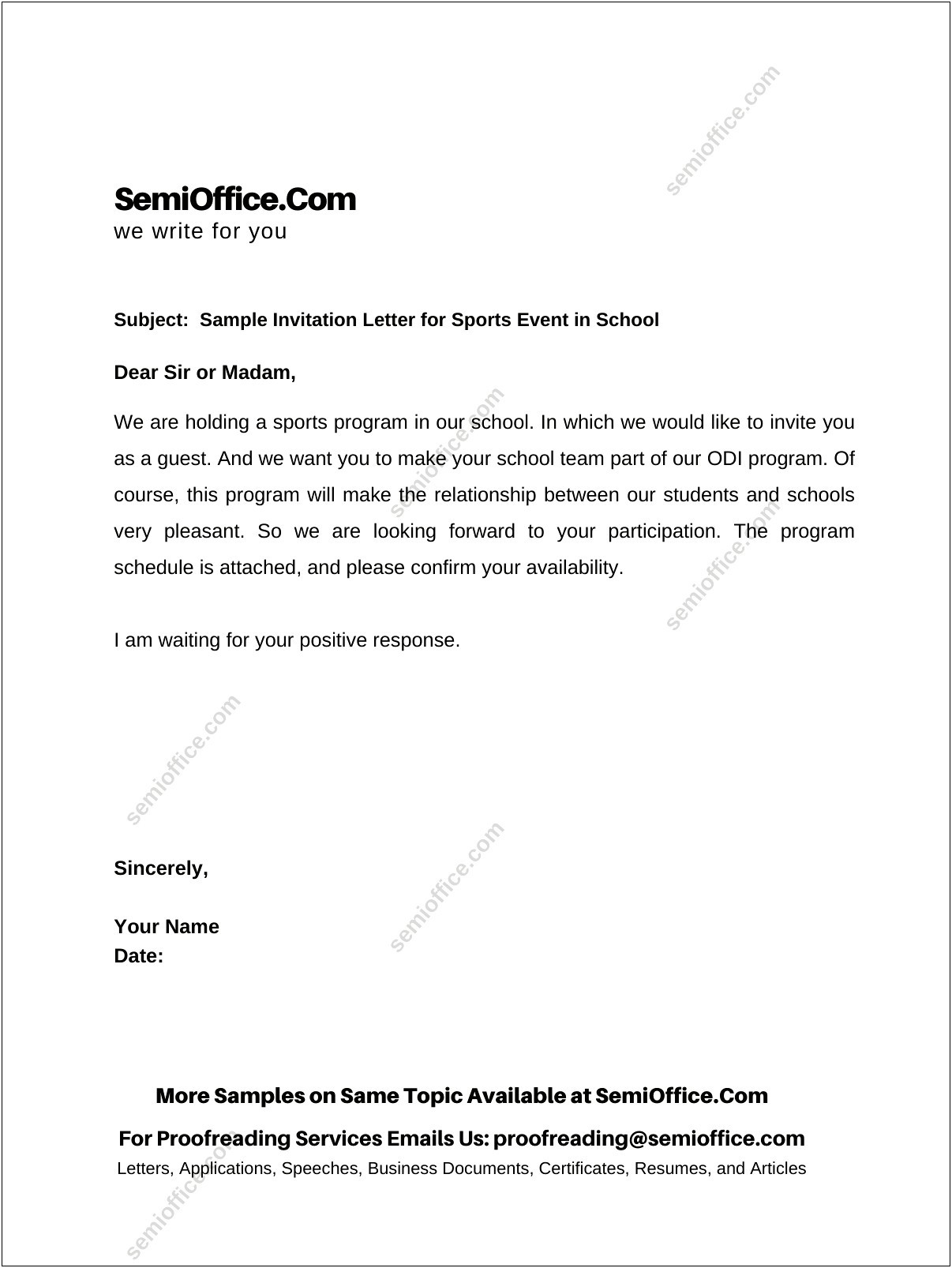 Template Letter To Notify Of Contest