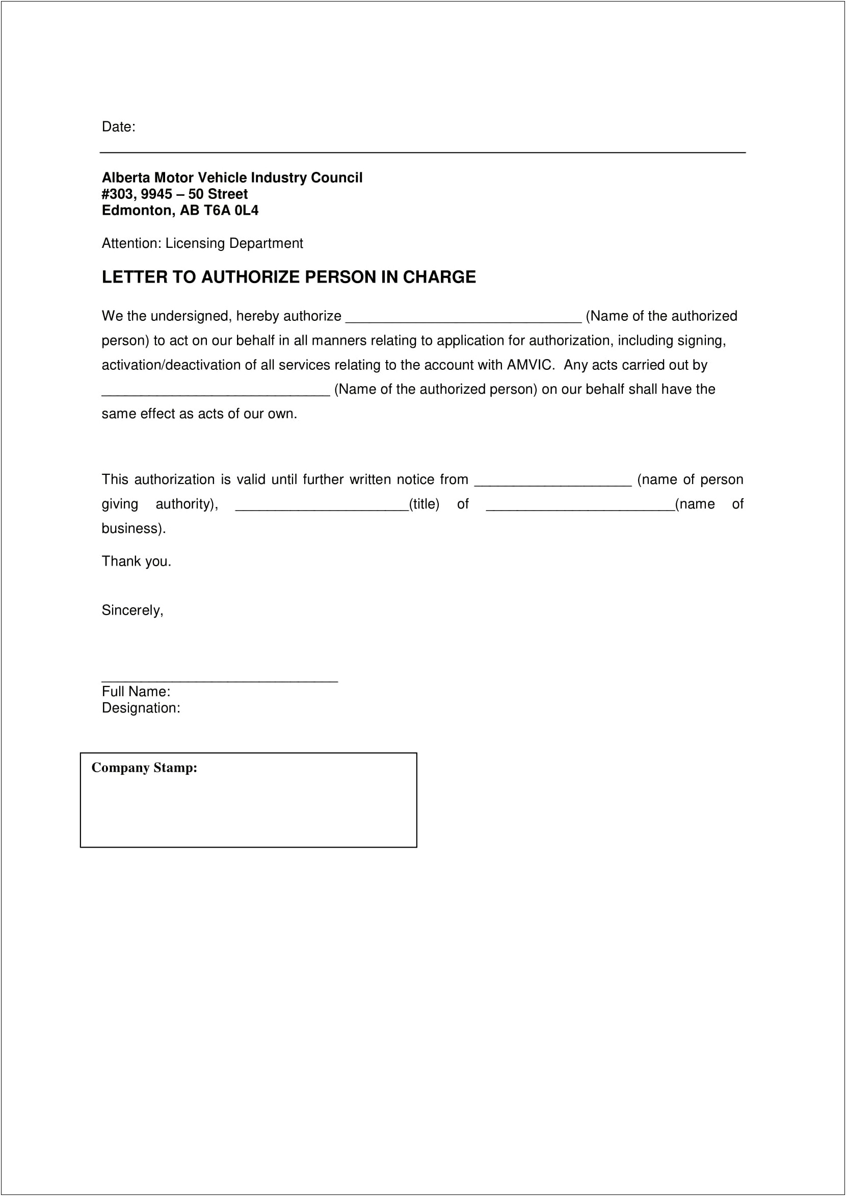 Template Letter To Obtain Business License