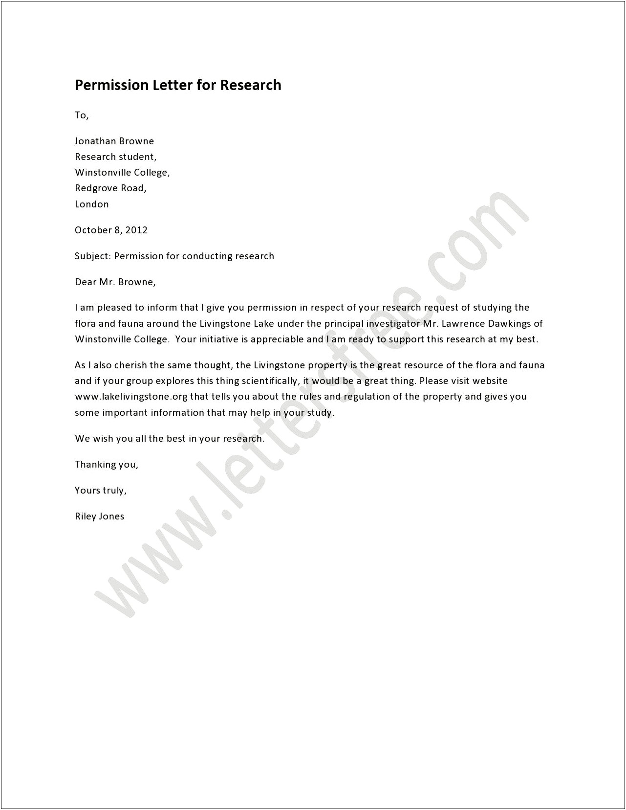 Template Letter To Participants For A Research