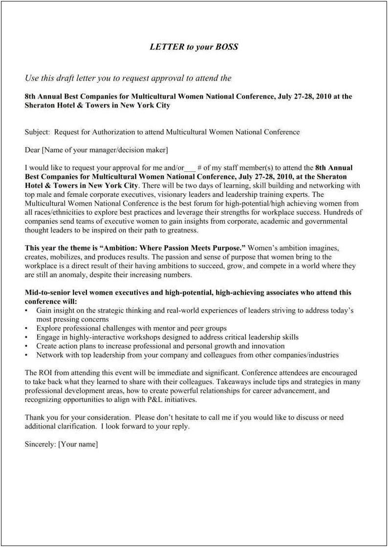 Template Letter To Request To Attend A Conference