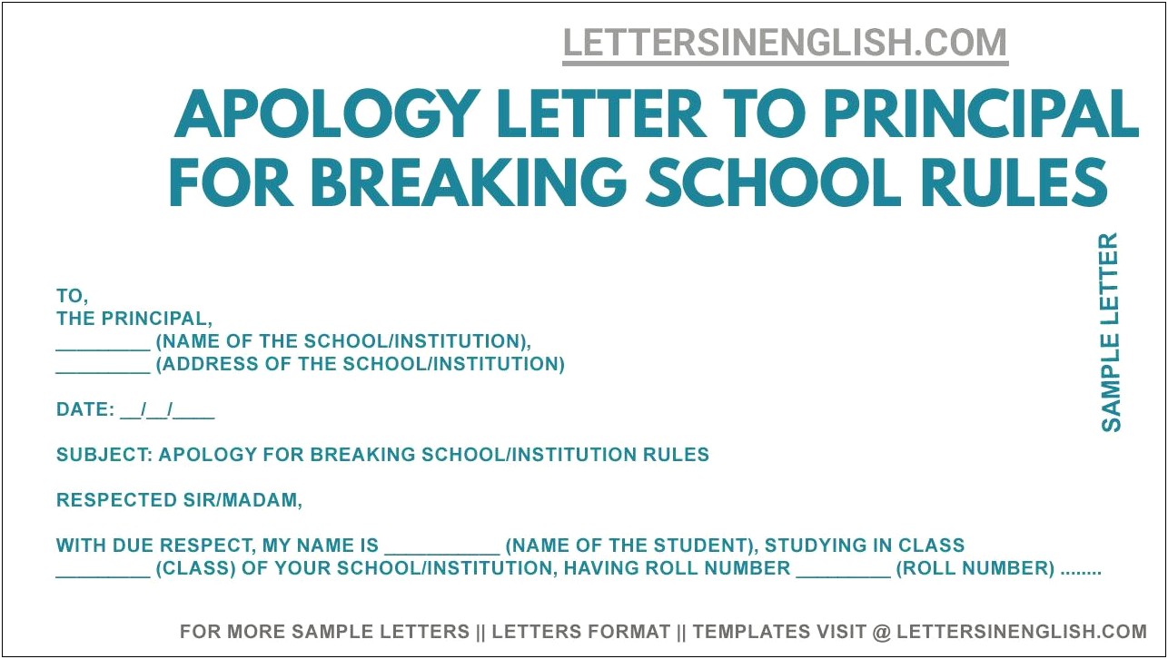 Template Letter To The Principal Of The School