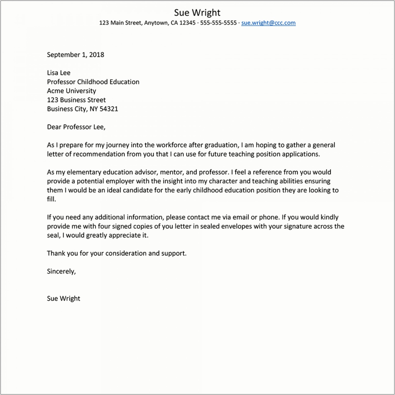 Template Microsoft Word Letter Of Recommendation