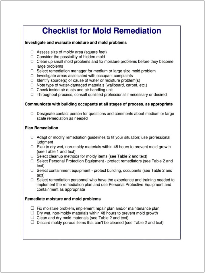 Template Mold Remediation Plan For Freddie Mac