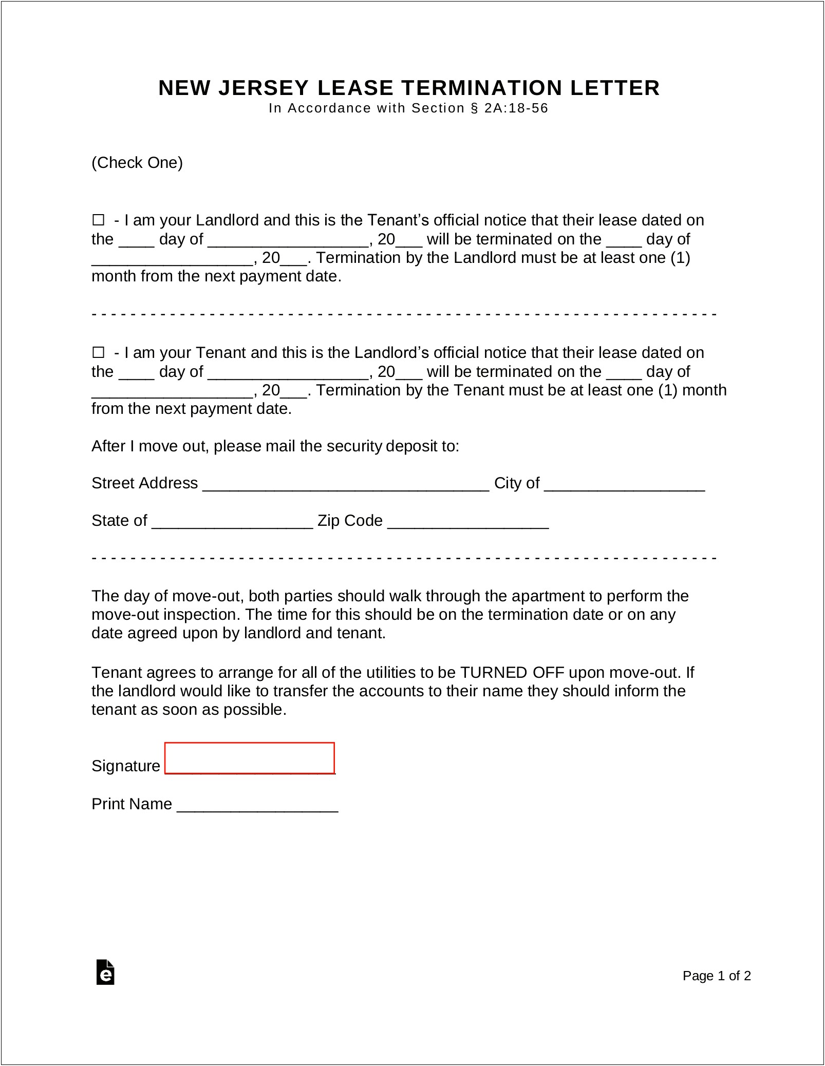 Template Non Renewal Lease Letter To Tenant Nj