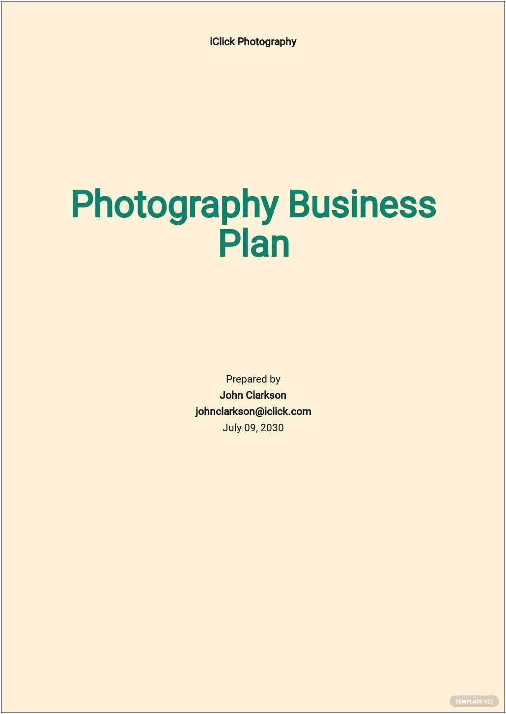 Template Of A Photography Business Plan