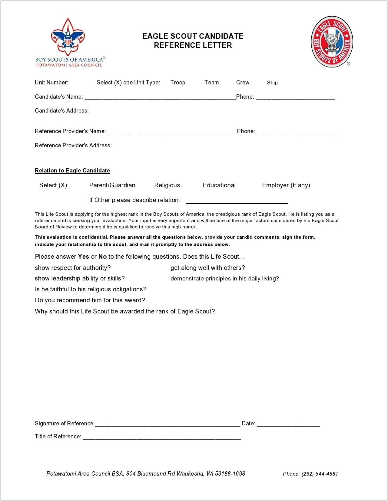 Template Of Letter Of Recommendation For Parent Council