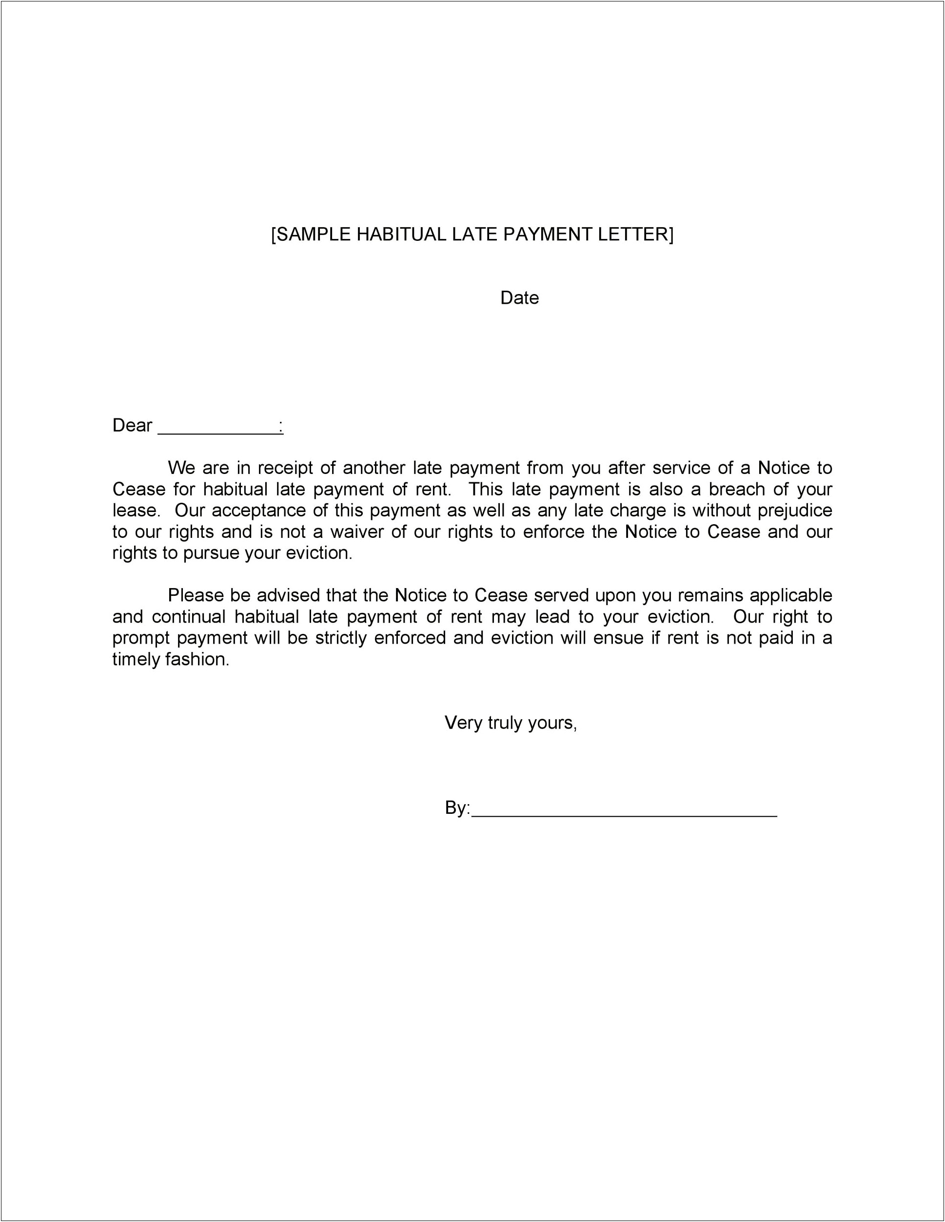 Template Of Letter To Pay Late Rent