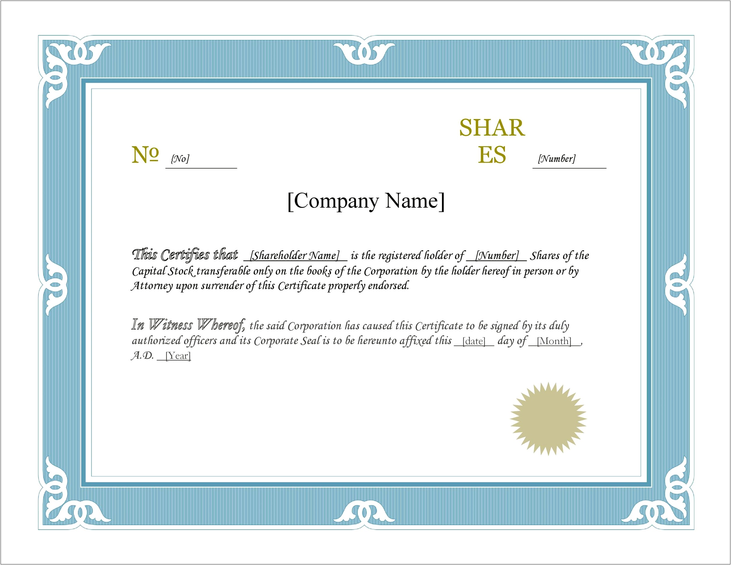 Template Of Letter To Shareholder Receiving Stock Certificate