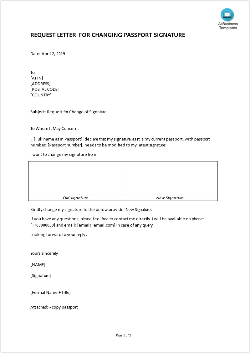 Template Of Renewing A Passport Letter