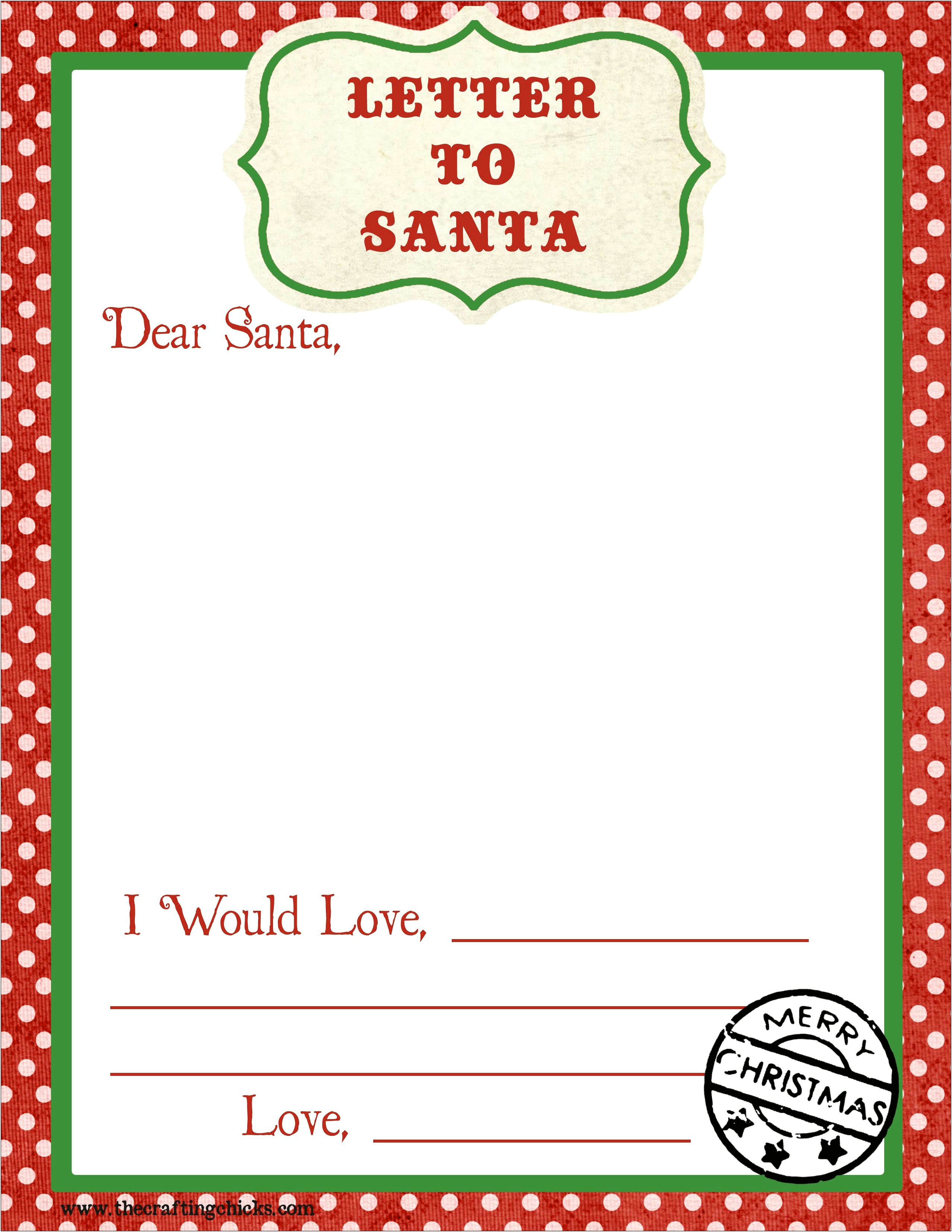 Template Of Santa Letter To Child