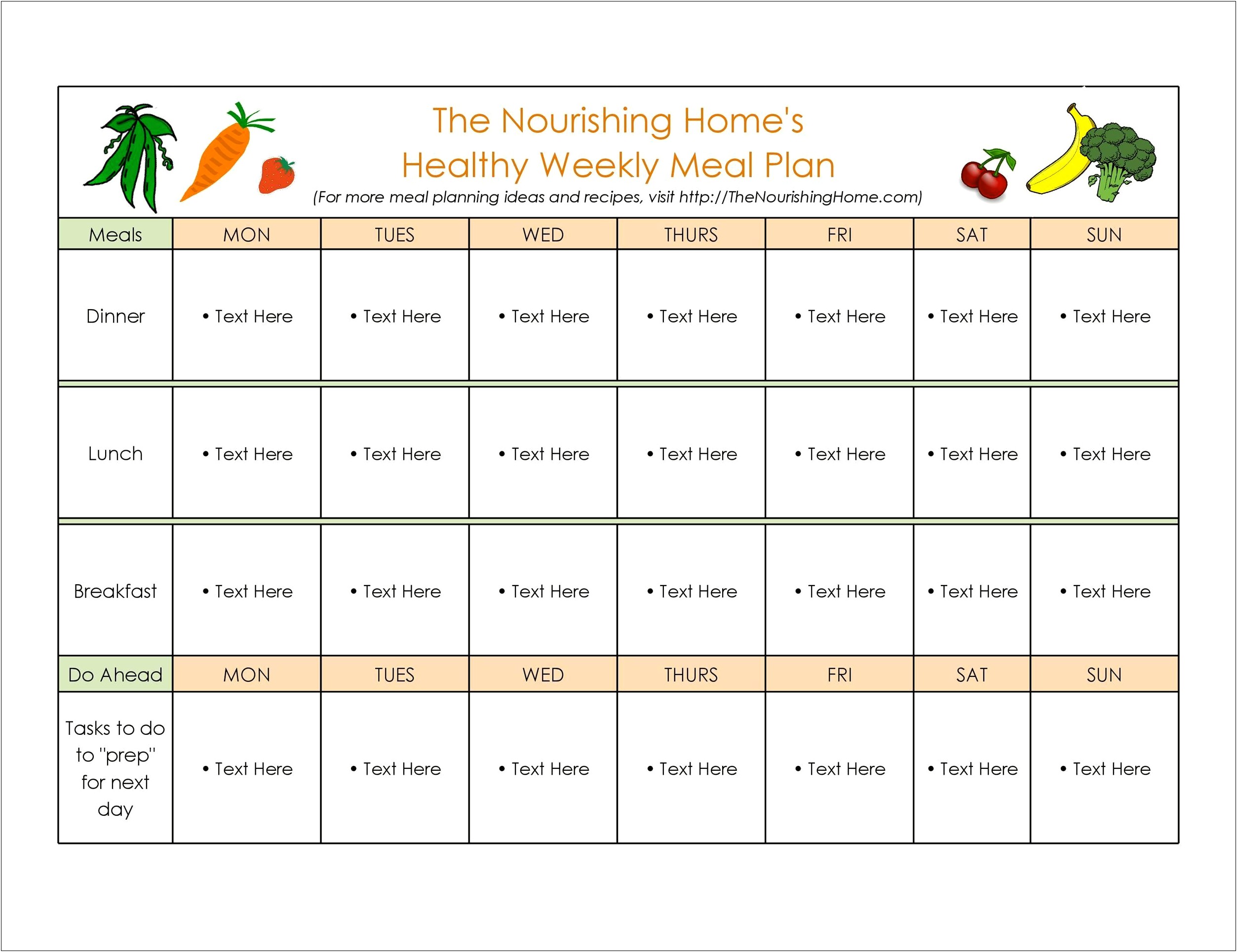 Template Of Weekly Diet Plan Doc