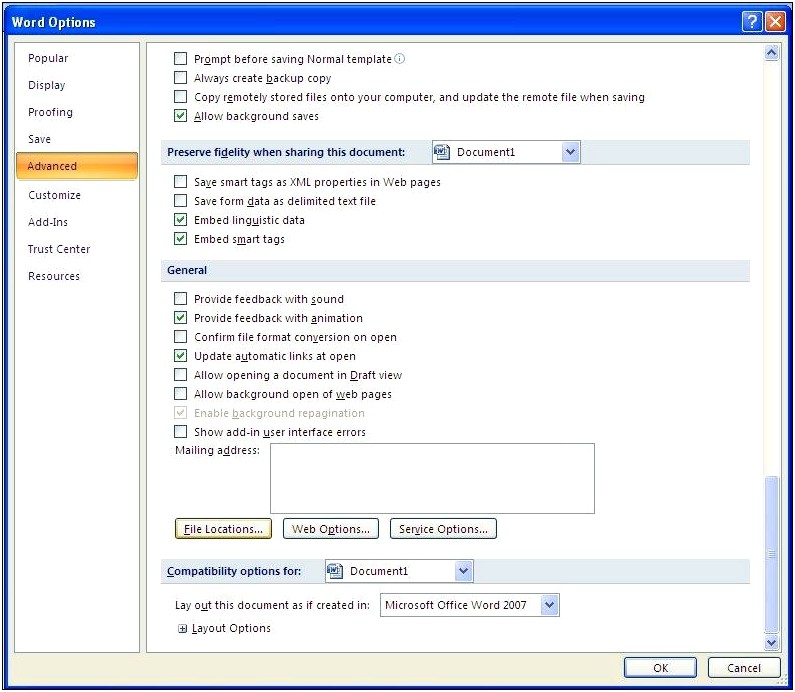 Template Option In Ms Word 2007