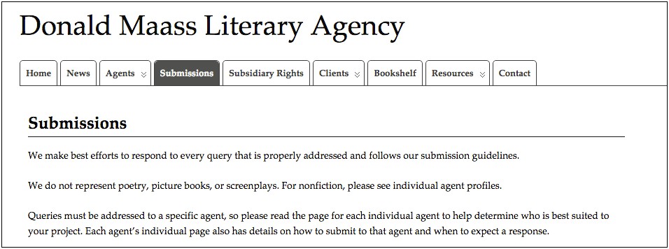 Template Query Letter To A Literary Agent