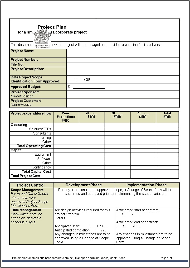 Templates For A Small Business Plan