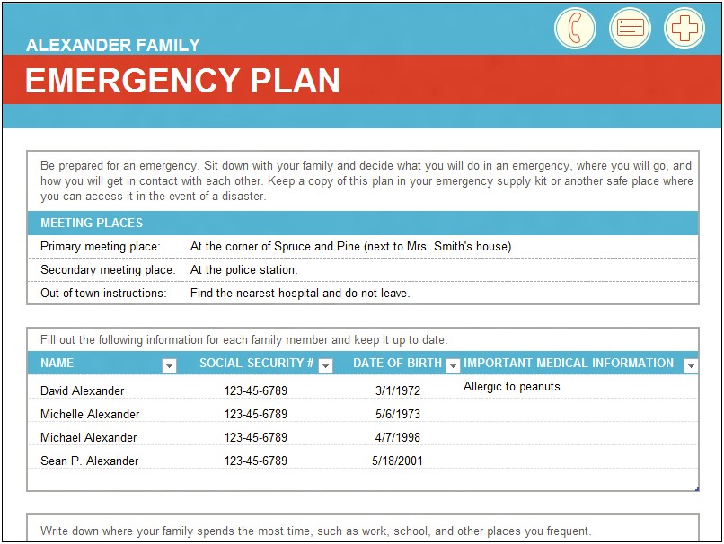 Templates For Emergency Action Plan For Family