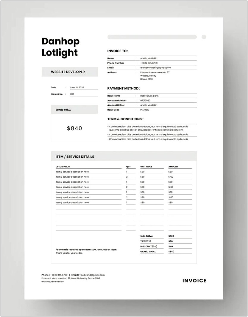 Templates For Invoices Compatable With Word