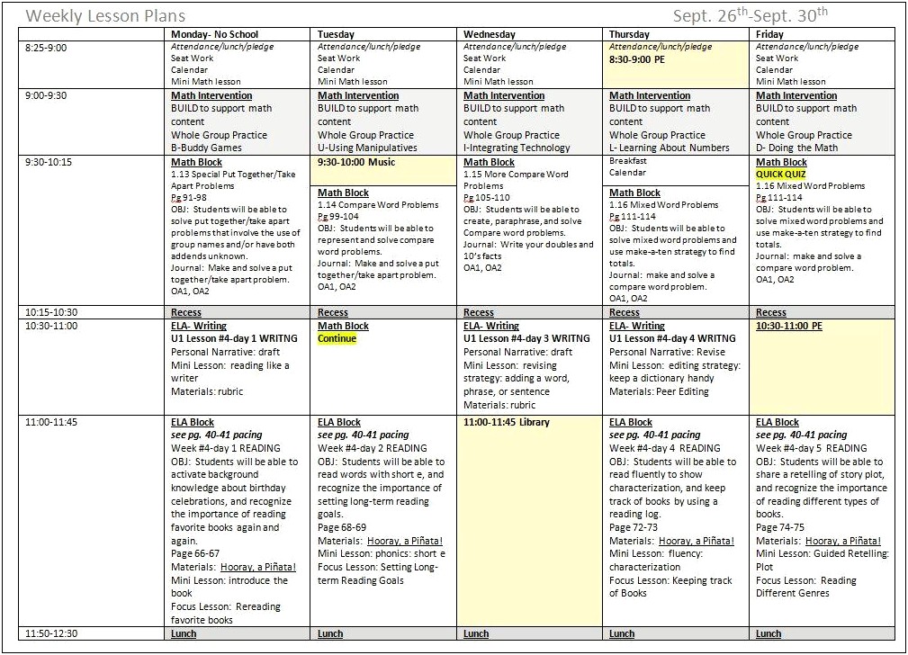 Templates For Lesson Plans For Mi Mo