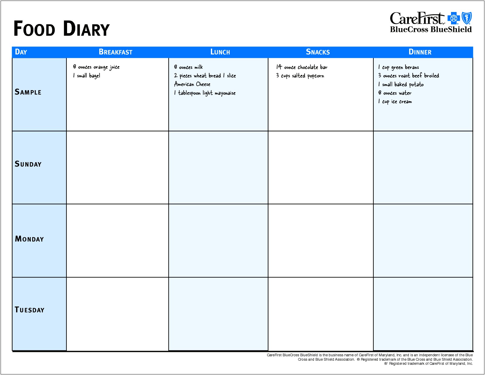 Templates For Weight Loss Diary In Word