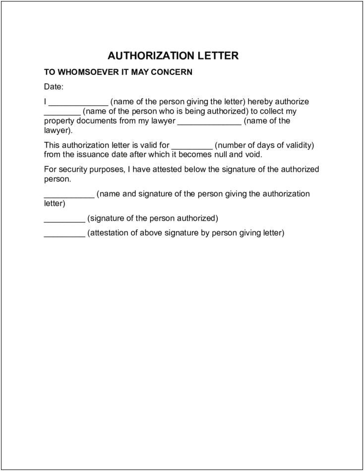 Templates Of Letter To Appoint Authorised Person