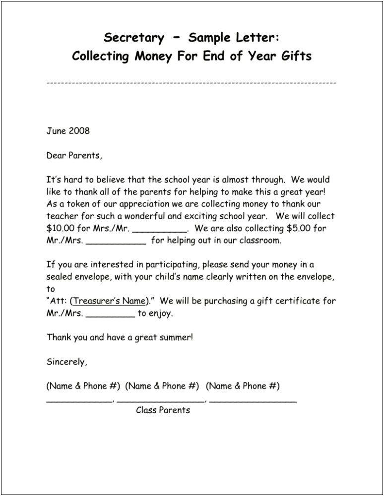 Templates Of Letter To Parents From Teachers